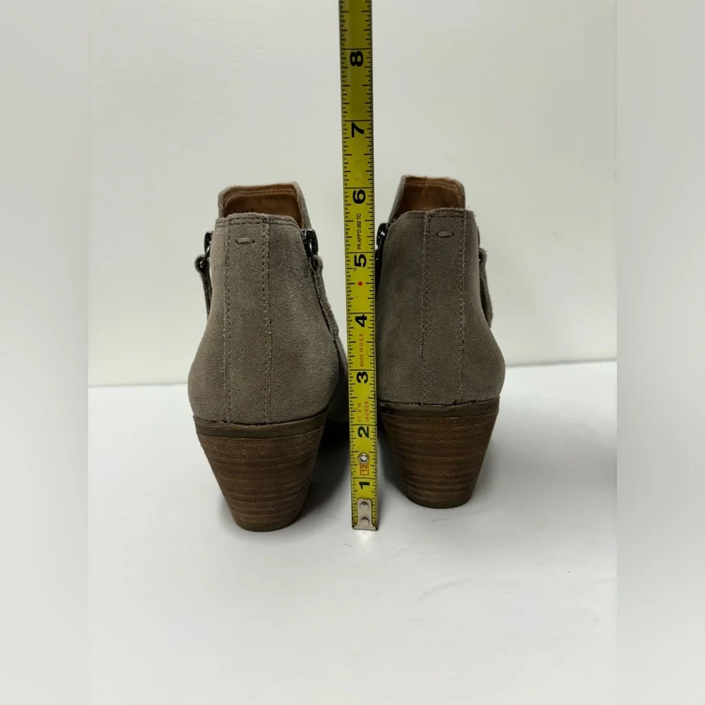 FRYE Judith Taupe Leather Suede Zip Up Heeled Ankle Boots Women’s Size 7